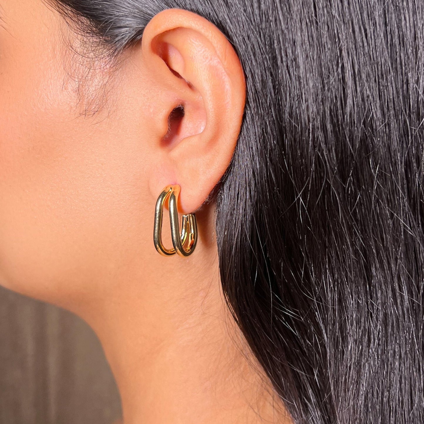 Dual Line Hoops - 18k Gold Plated