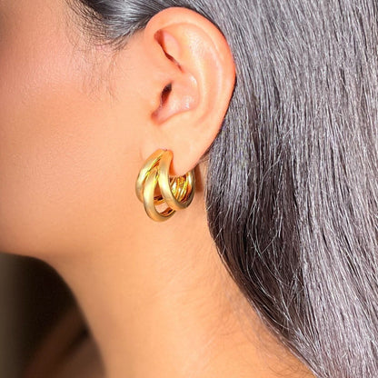 Triple Hoop Earrings - 18k Gold Plated