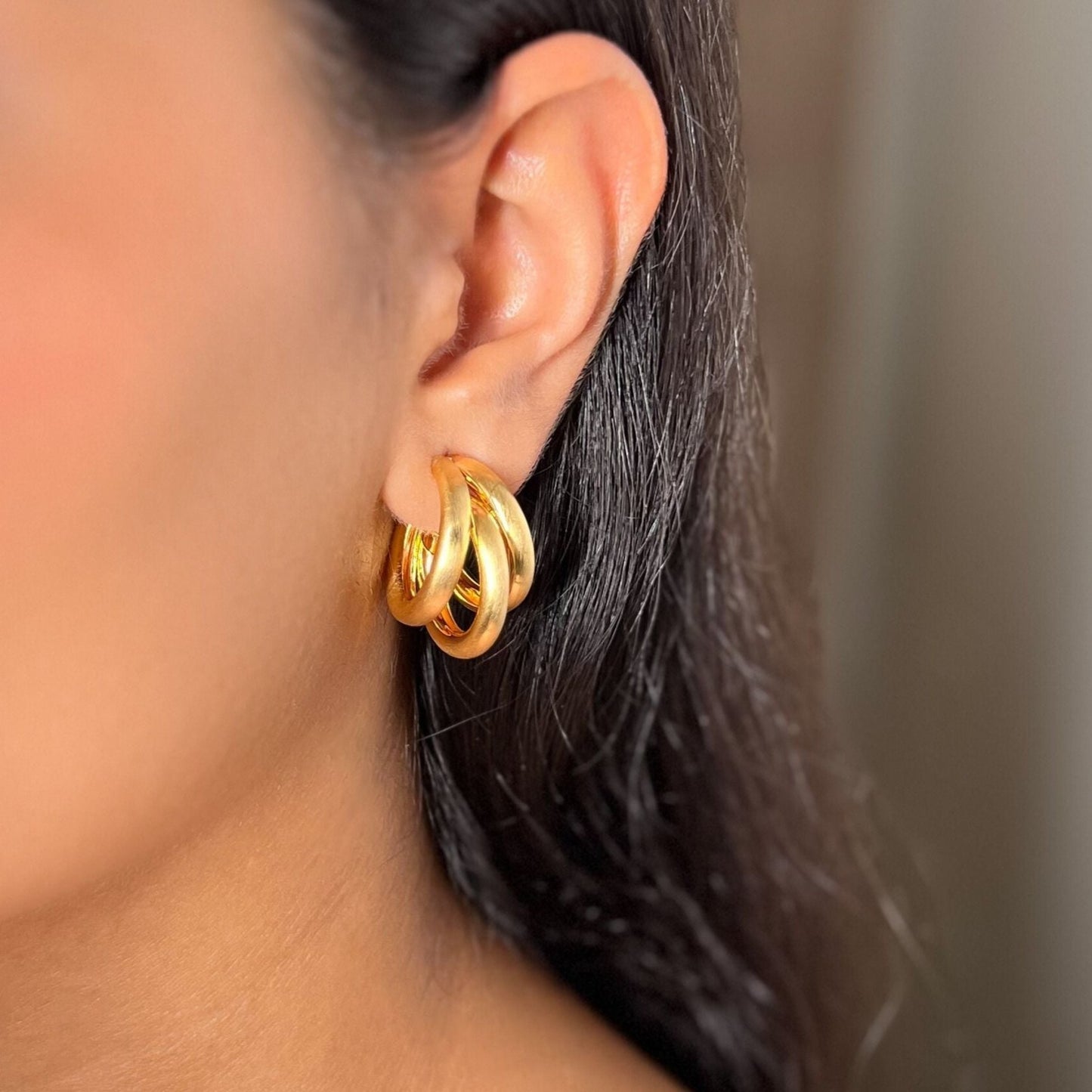 Triple Hoop Earrings - 18k Gold Plated