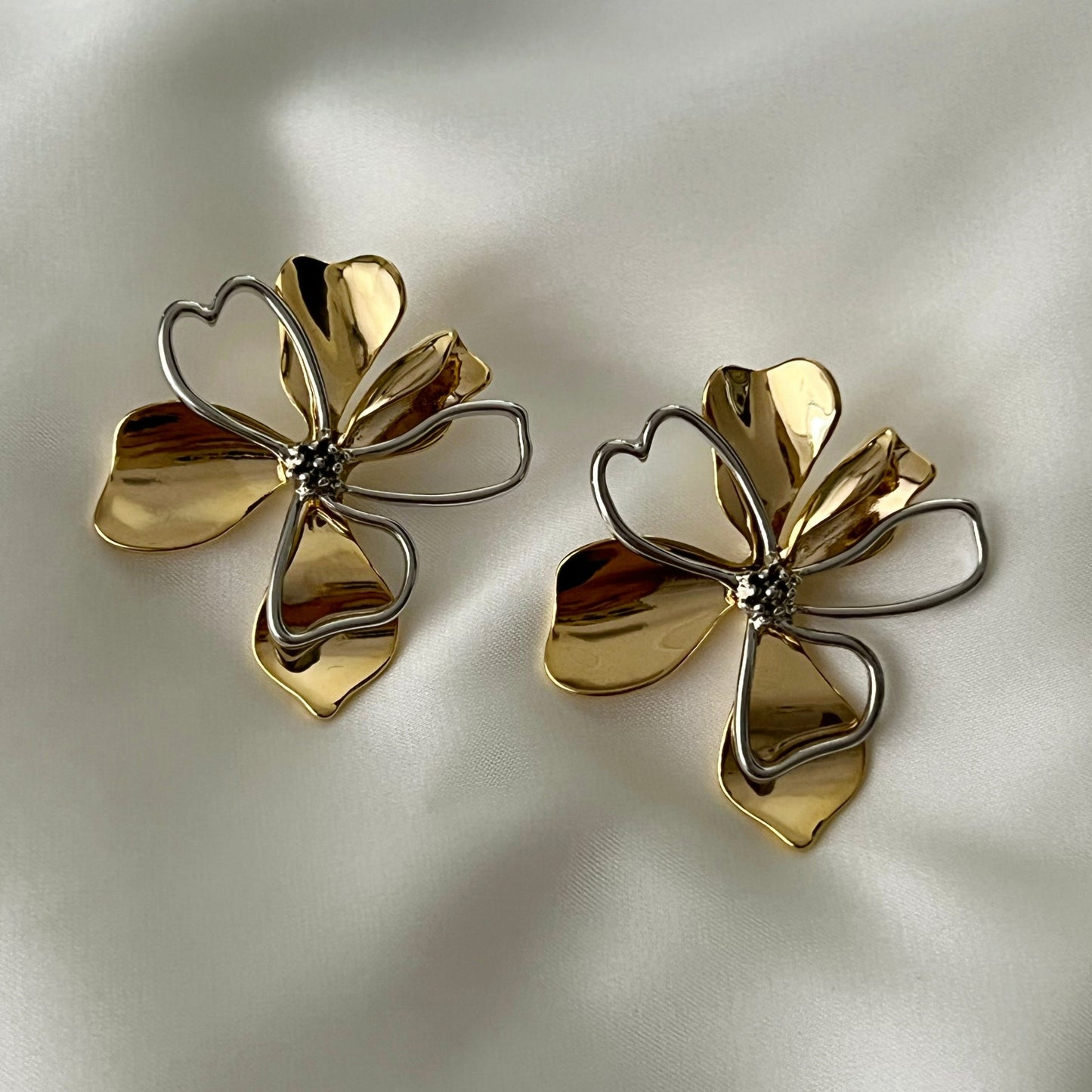 Statement Magnolia Studs - 18k Gold Plated