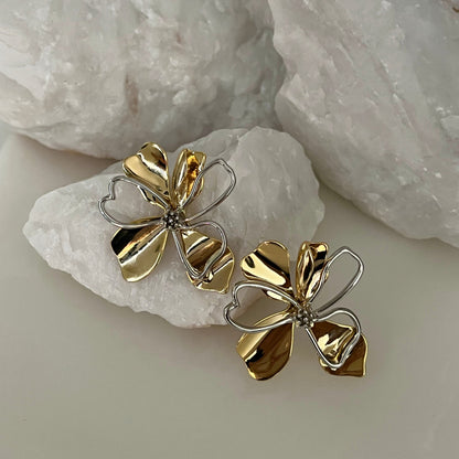 Statement Magnolia Studs - 18k Gold Plated