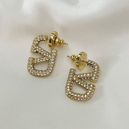 Victoria Diamond Studded Earrings - 18k Gold Plated