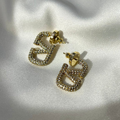 Victoria Diamond Studded Earrings - 18k Gold Plated