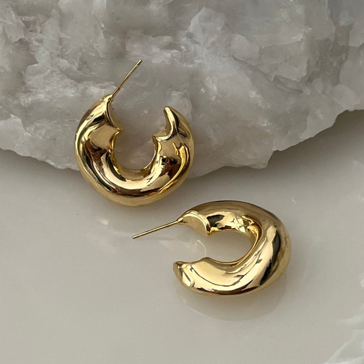 Chunky Glam Hoops - 18k Gold Plated