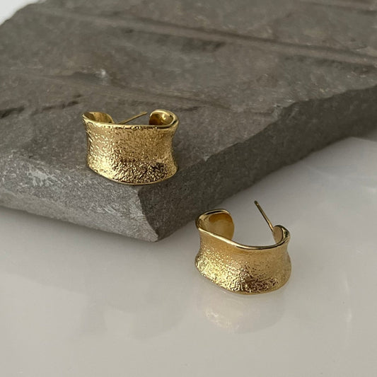 Hand-textured Hoops - 18k Gold Plated