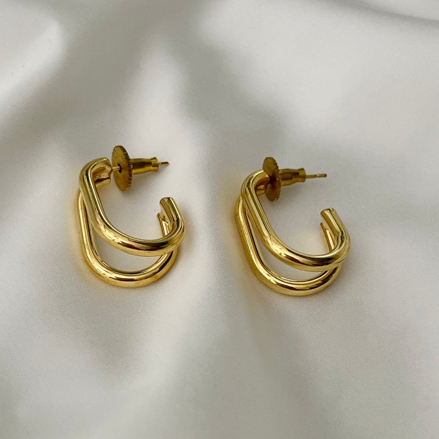 Dual Line Hoops - 18k Gold Plated