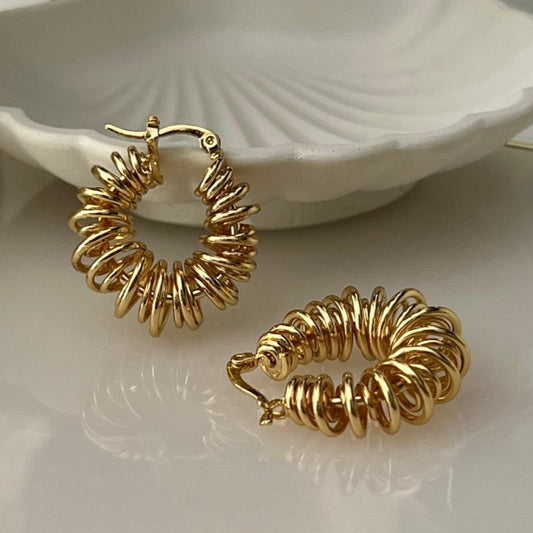 Coil Charm Hoops - 18k Gold Plated