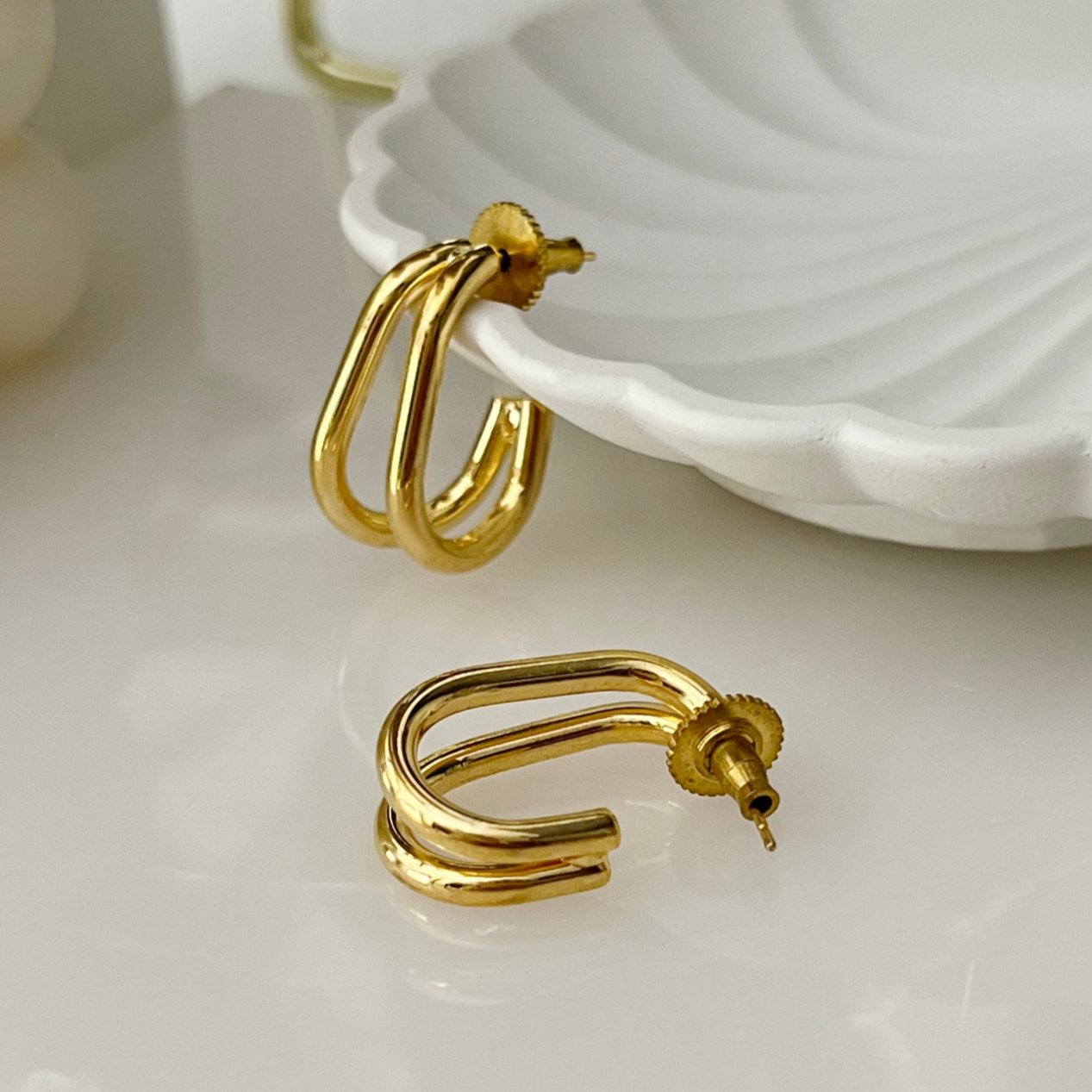 Dual Line Hoops - 18k Gold Plated