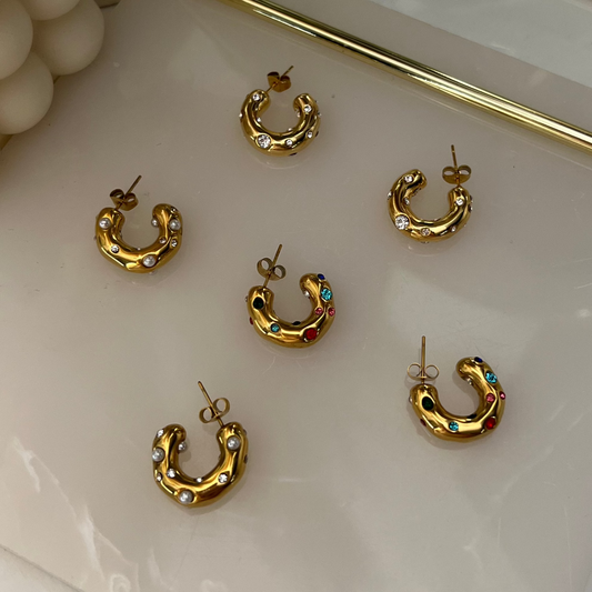 Aria Hoops (Zirconia) - 18k Gold Plated