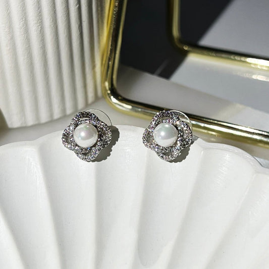 Pearl Diamond Studs