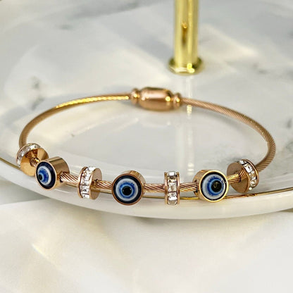 Magnetic Evil Eye Bangle (Rose Gold)