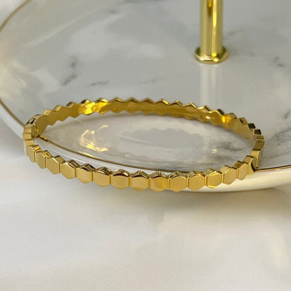 Honeycomb Bangle - 18k Gold Plated