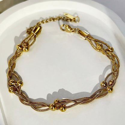 Twisted Bead Bracelet - 18k Gold Plated