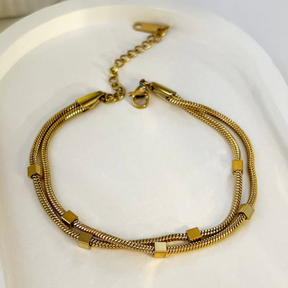 Cubic Bead Bracelet - 18k Gold Plated