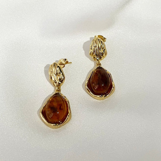 Golden Mocha Earrings - 18k Gold Plated (Free Gift)